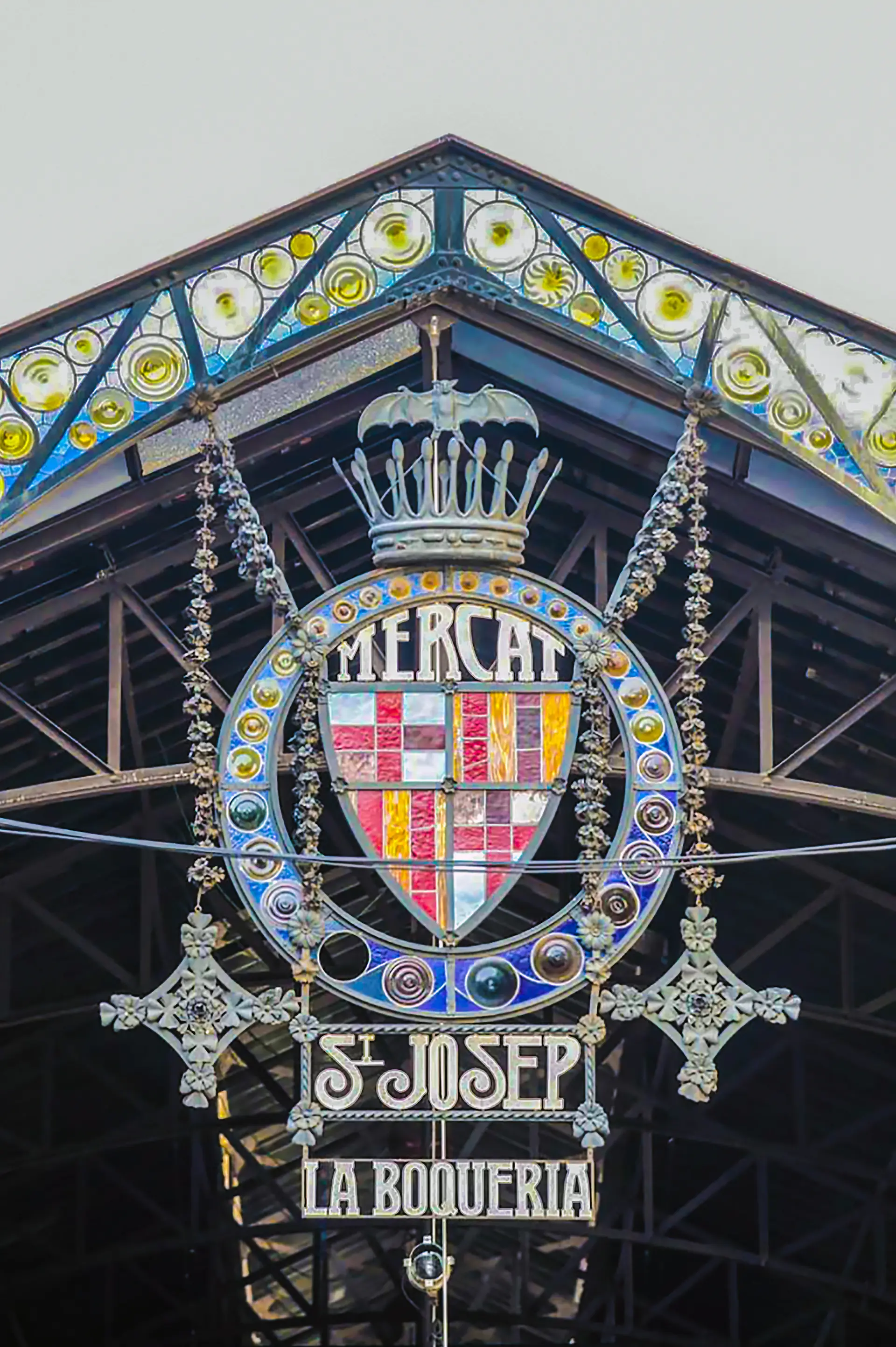 The Modernista sign over the entrance to the Mercat de Sant Josep, La Boqueria