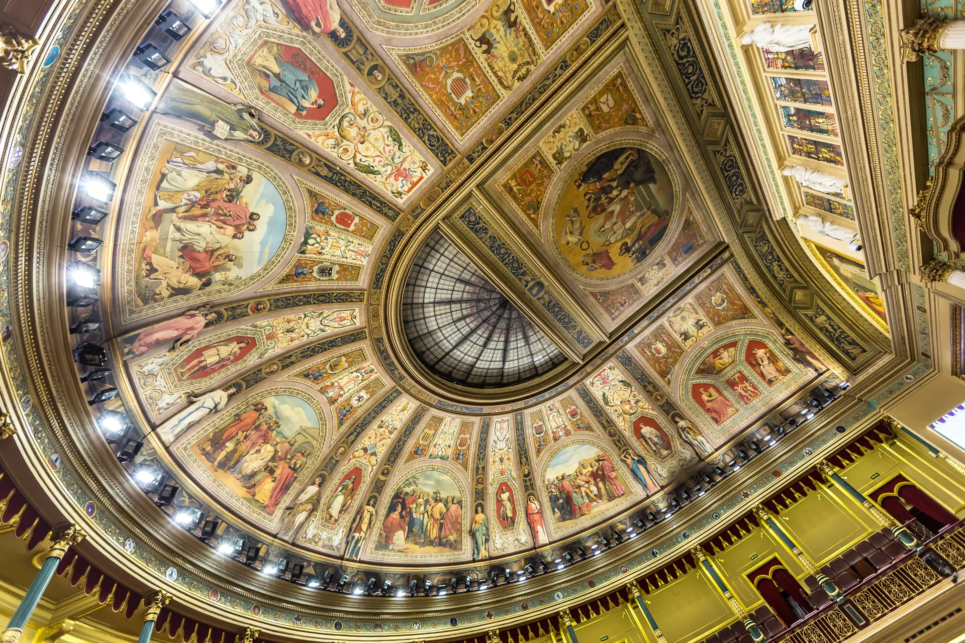 The painted ceiling of the Congress of Deputies chamber