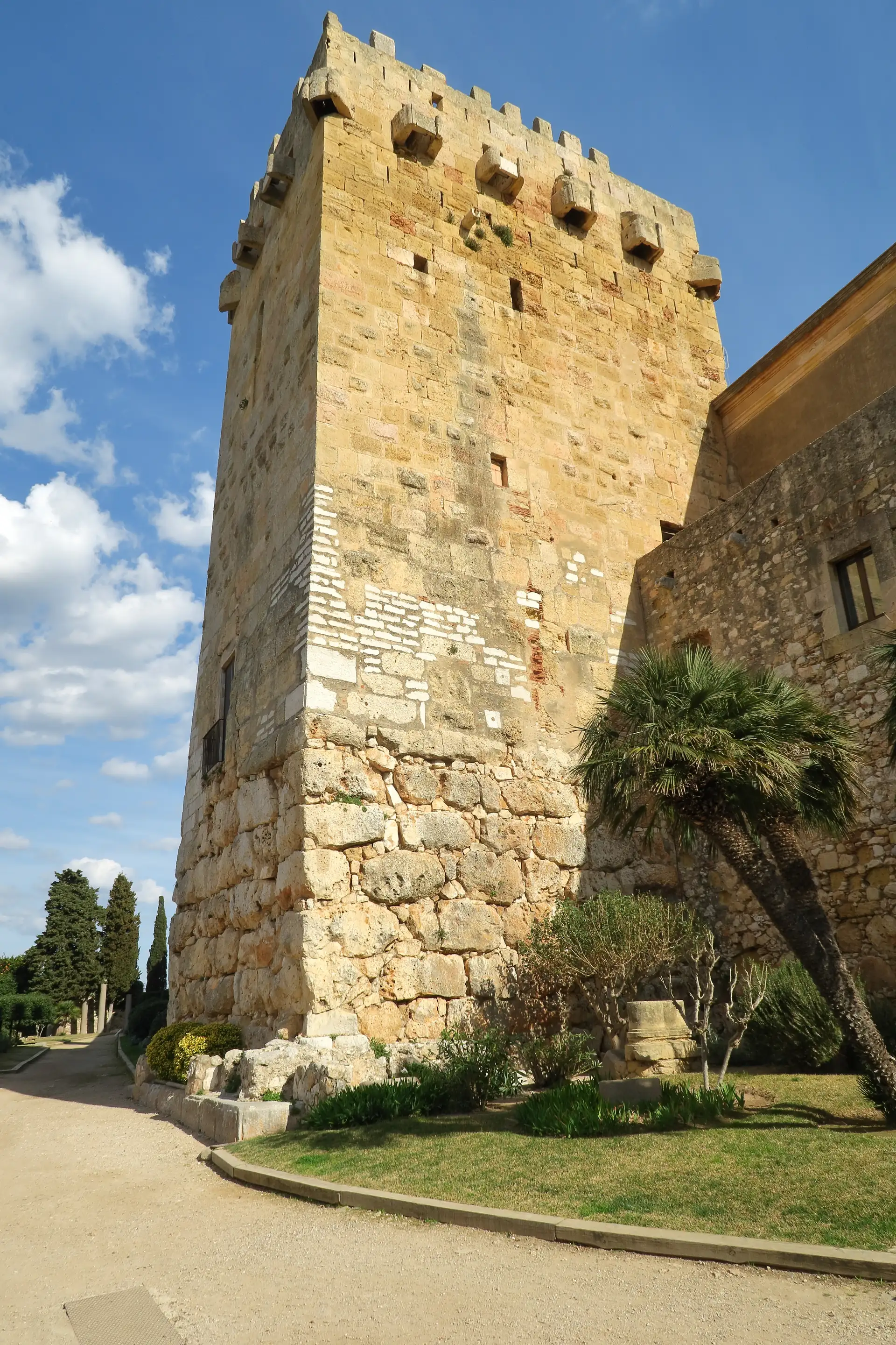 A tower of the Roman wall on Tarragona's Archaeological Promenade