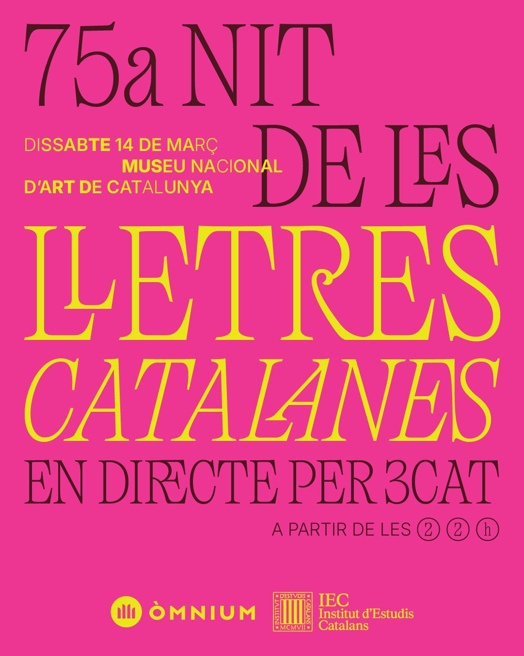 La Nit de les Lletres Catalanes celebrarà la seva 75a edició al MNAC de Barcelona